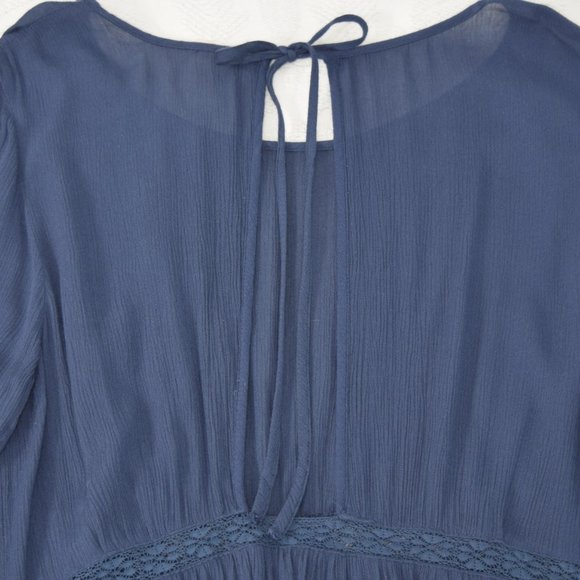 Melrose and Market Boho Lace Tunic Blouse Open Back Cutout  Keyhole Shirt M - Picture 9 of 13